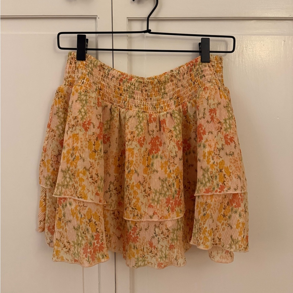 Forever 21 Floral Mini Skirt in Orange and Green